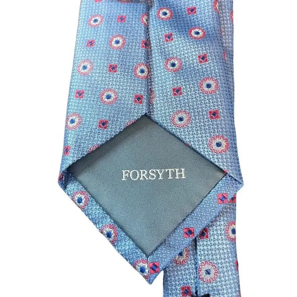 Forsyth Mens Blue Pink 100% Silk Hand Sewn Necktie Neck Tie Textured NWT Career